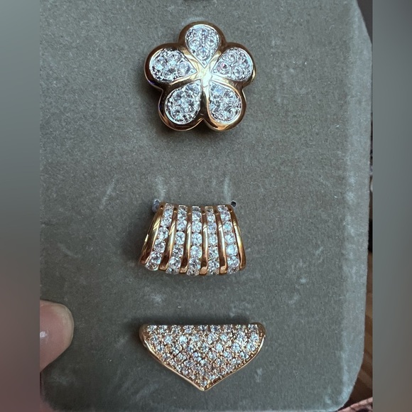 Nolan Miller Vintage Pave Slide Trio Women’s Pendant Enhancer Set - Picture 3 of 5